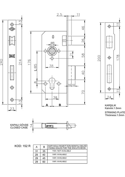 Silindirli Daire Kilidi 45 Mm Nikel - Oval 152R4500261 fiyatları