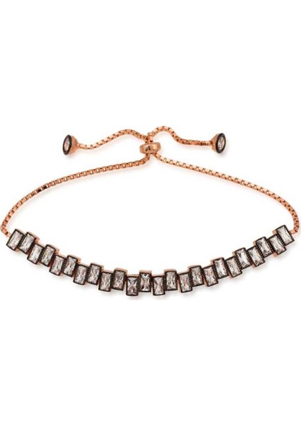 Gumush 18879 Gümüş Baget Taşlı Asansör Bileklik