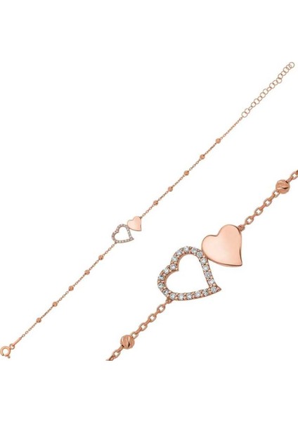 Gümüş Dorissa İki Kalp Bileklik