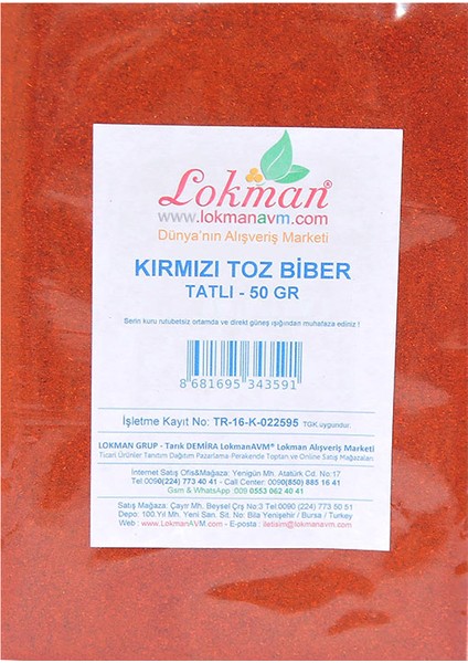 Lokman Avm Kırmızı Toz Biber Tatlı 50 gr Pkt fiyatları
