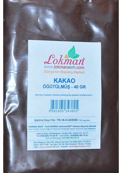 Lokman Avm Kakao Öğütülmüş 40 gr Pkt