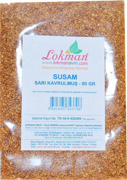 Lokman Avm Susam Kavrulmuş Sarı 50 gr Pkt