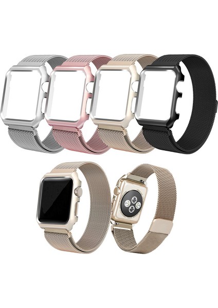 Akıllıphone Ally Apple Watch Uyumlu İçin 42Mm 1,2,3 Metal Kayış Milano Loop+Metal Kılıf