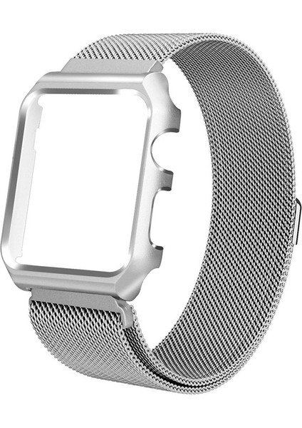 Akıllıphone Ally Apple Watch Uyumlu İçin 42Mm 1,2,3 Metal Kayış Milano Loop+Metal Kılıf