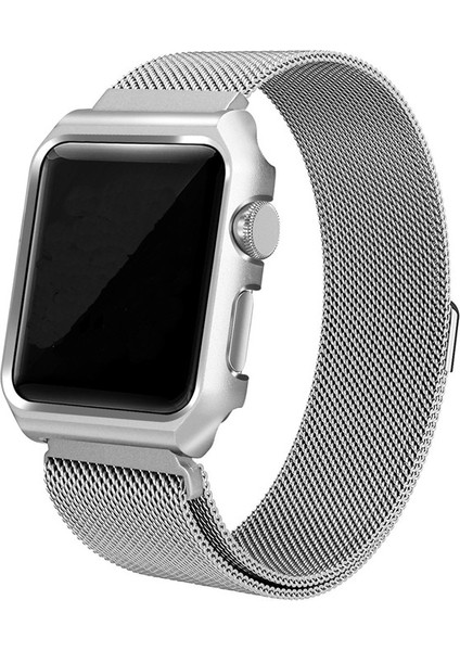 Akıllıphone Ally Apple Watch Uyumlu İçin 42Mm 1,2,3 Metal Kayış Milano Loop+Metal Kılıf
