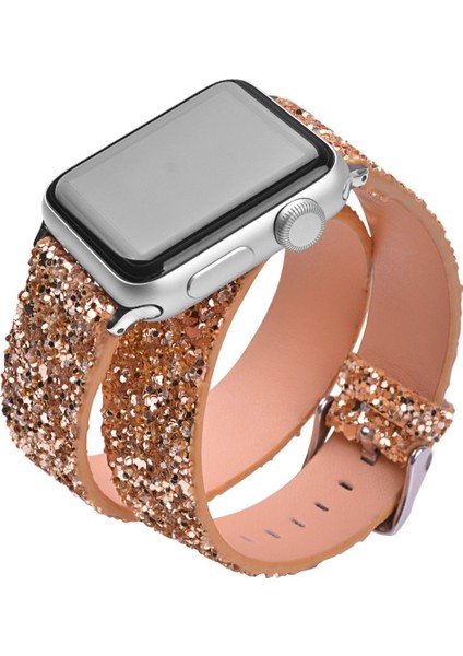 Akıllıphone Ally Apple Watch Uyumlu İçin 1,2,3,Vers 42Mm Çift Tur Deri Sim İşlemeli Kordon