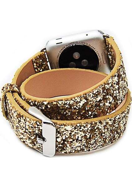 Akıllıphone Ally Apple Watch Uyumlu İçin 1,2,3,Vers 42Mm Çift Tur Deri Sim İşlemeli Kordon