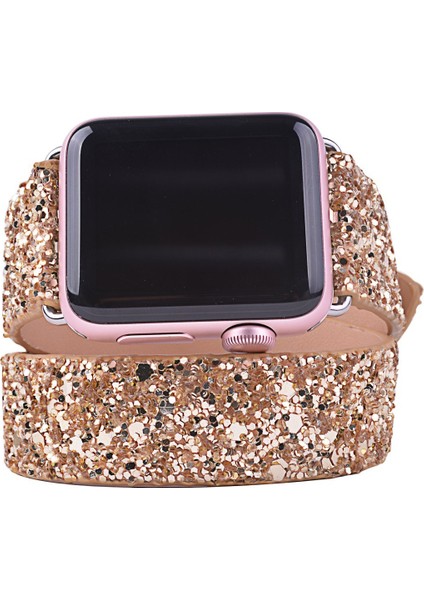 Akıllıphone Ally Apple Watch Uyumlu İçin 1,2,3,Vers 42Mm Çift Tur Deri Sim İşlemeli Kordon