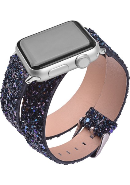 Akıllıphone Ally Apple Watch Uyumlu İçin 1,2,3,Vers 42Mm Çift Tur Deri Sim İşlemeli Kordon