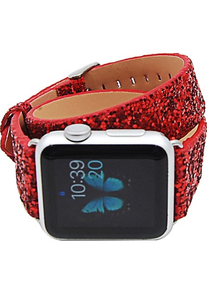 Ally Apple Watch Uyumlu İçin 1,2,3,Vers 38Mm Çift Tur Deri Kayış Sim İşlemeli Kayış