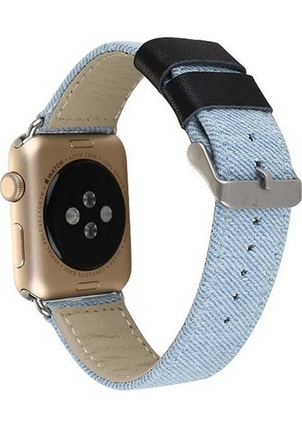 Ally Apple Watch Uyumlu İçin 1,2,3 42Mm Canvas Dokuma Blue Jean Kayış Kordon