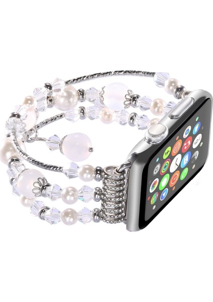 Ally Apple Watch Uyumlu İçin 1,2,3 38Mm Boncuk Taşlı Lux Kordon Kayış