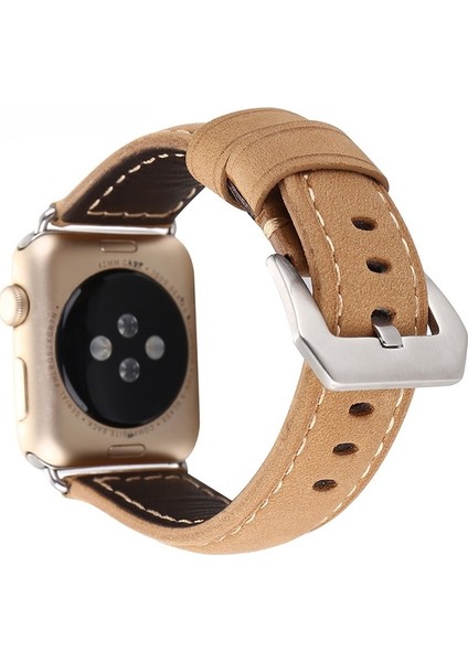 Akıllıphone Ally Apple Watch Uyumlu İçin 1,2,3 42Mm Retro Koyu Deri Kordon Kayış