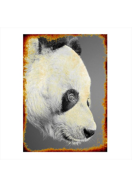 Ahşap Tablo Retro Panda Resmi