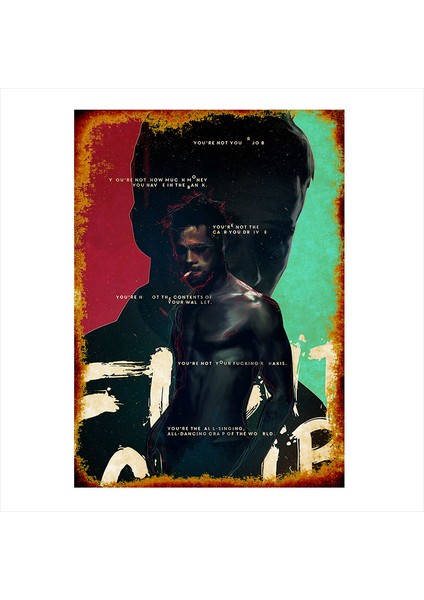 Ahşap Tablo Retro Fight Club Film Posteri