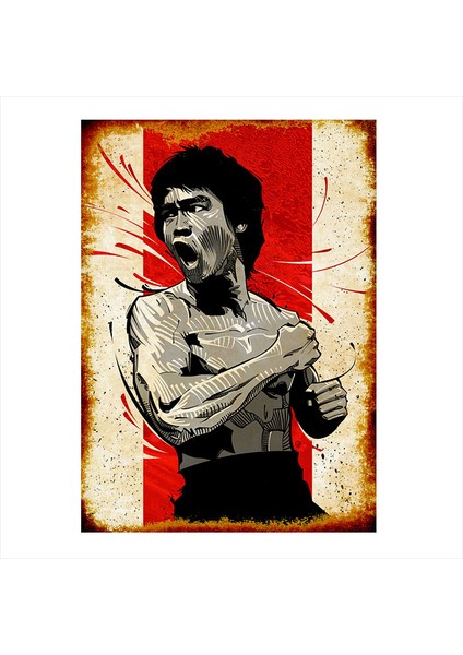 Ahşap Tablo Retro Bruce Lee Posteri