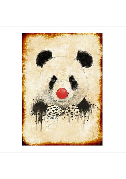 Ahşap Tablo Palyaço Burunlu Panda