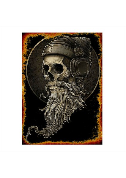 Ahşap Tablo Müzik Dinleyen Kuru Kafa