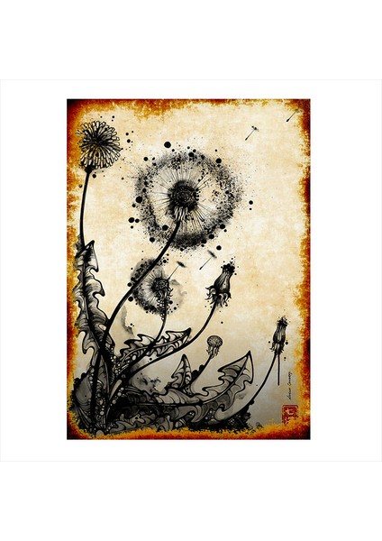 Ahşap Tablo Siyah Beyaz Çiçek