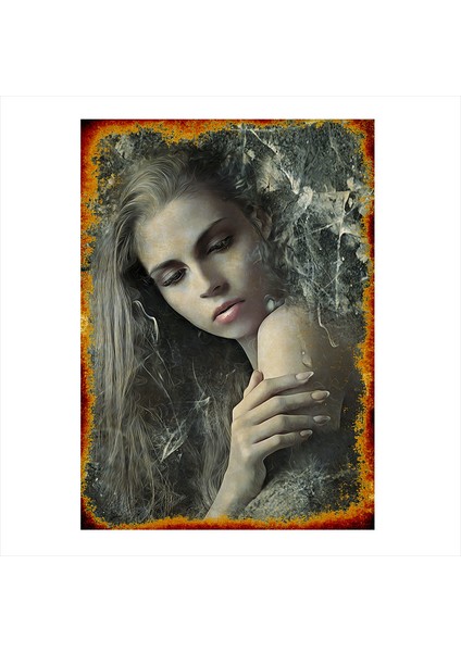 Ahşap Tablo Üzgün Kadın