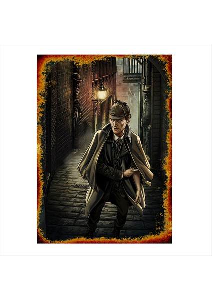 Ahşap Tablo Eskitilmiş Sherlock Holmes