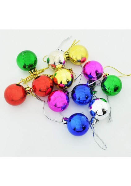 Yeni Yıl 12li Cici Top Yılbaşı Ağacı Süsü 4cm Karışık Renk