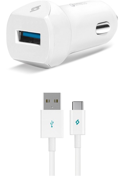 SpeedCharger QC 3.0 Araç Şarj Aleti + USB-C Kablo 2CKQC01C