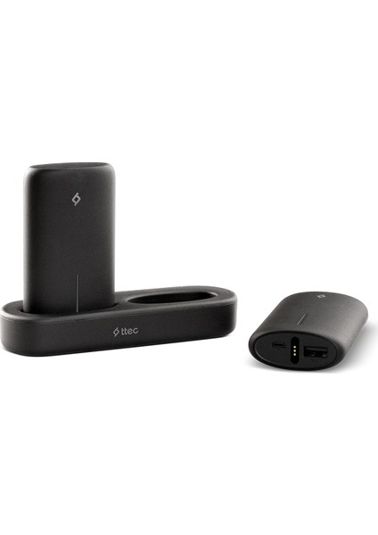 PowerStones Trio 5000 mAh Taşınabilir Şarj Aleti / Powerbank (2) ve Şarj İstasyonu Seti Siyah