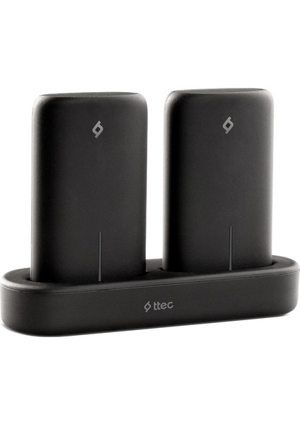 PowerStones Trio 5000 mAh Taşınabilir Şarj Aleti / Powerbank (2) ve Şarj İstasyonu Seti Siyah