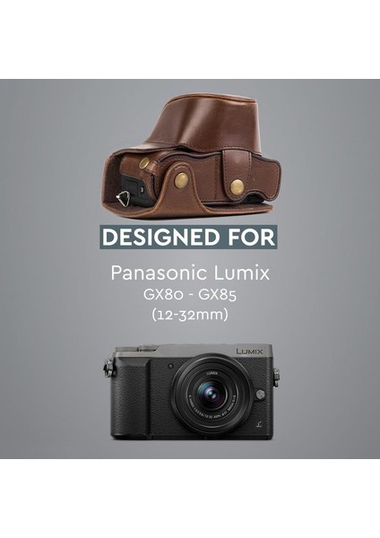 Panasonic Lumix DMC-GX80, GX85 Suni Deri Kamera Çantası