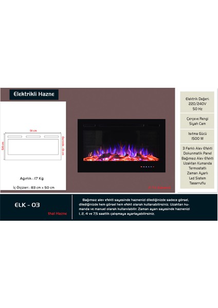 A.Ş - Elektrikli Şömine Haznesi - ELK 03 fiyatları