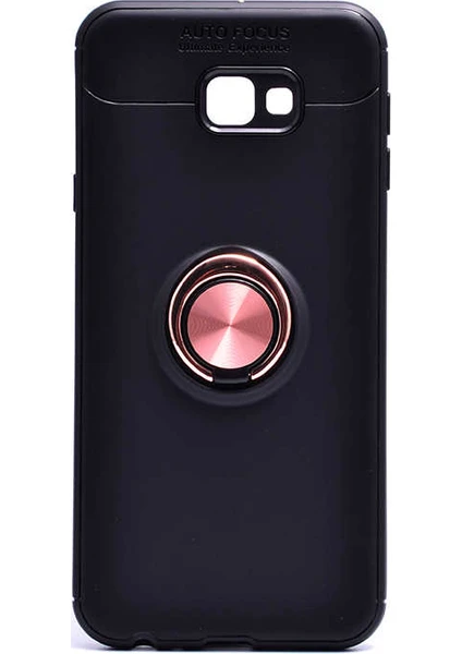 Case 4U Samsung Galaxy J4 Plus Kılıf Yüzüklü Darbeye Dayanıklı (Mıknatıslı Araç Tutucu Uyumlu) Siyah - Rose Gold