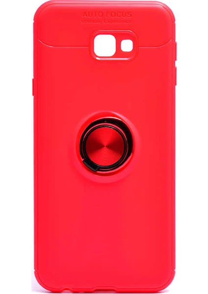 Case 4U Samsung Galaxy J4 Plus Kılıf Yüzüklü Darbeye Dayanıklı (Mıknatıslı Araç Tutucu Uyumlu) Kırmızı