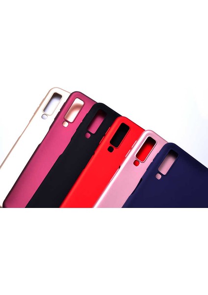 Case 4U Samsung Galaxy A7 2018 Kılıf Klasik Mat Renkli Yumuşak Premier Silikon Siyah