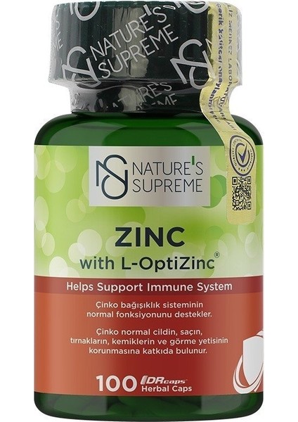 Nature's Supreme Zinc 15 Mg 100 Kapsül