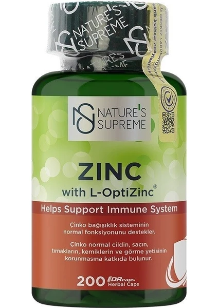 Nature's Supreme Zinc 15 Mg 200 Kapsül