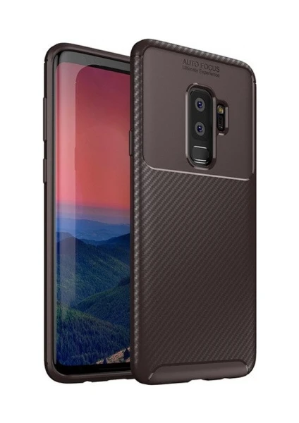 Samsung Galaxy S9 Plus Kılıf Silikon Esnek Karbon Görünümlü Negro Kapak - Kahverengi