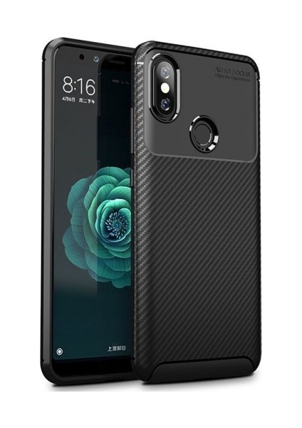 Xiaomi Mi 6X Kılıf Silikon Esnek Karbon Görünümlü Negro Kapak - Siyah