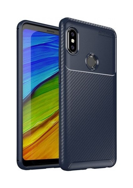 Xiaomi Redmi Note 5 Pro Kılıf Silikon Esnek Karbon Görünümlü Negro Kapak - Lacivert