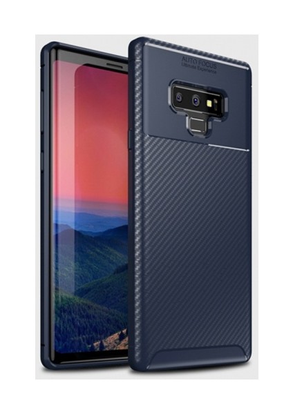 Samsung Galaxy Note 9 Kılıf Silikon Esnek Karbon Görünümlü Negro Kapak - Lacivert