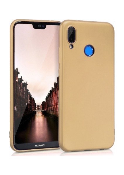 Huawei P20 Lite Ultra İnce Yumuşak Silikon Premier Kılıf - Gold