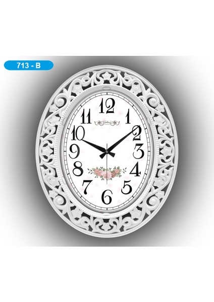 713-B Exculusive Oymalı Oval Duvar Saati - 60X50 Cm