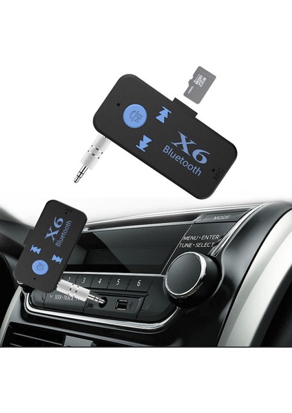 Case 4U Bluetooth Müzik Alıcısı 3.5 mm Aux Adaptör Araç Kiti 3in1 - Cyber AN-6999 X6