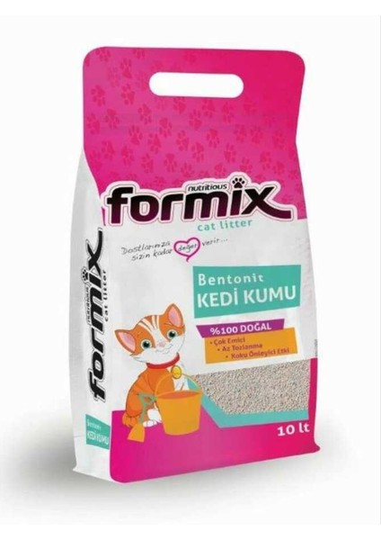 Bentonit Bebek Pudralı Topaklanan Kedi Kumu 10 Lt