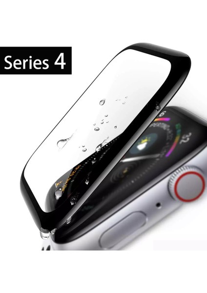 Apple Watch Uyumlu Series 4 40mm Tam Kaplayan Temperli Cam Full Ekran koruyucu Siyah