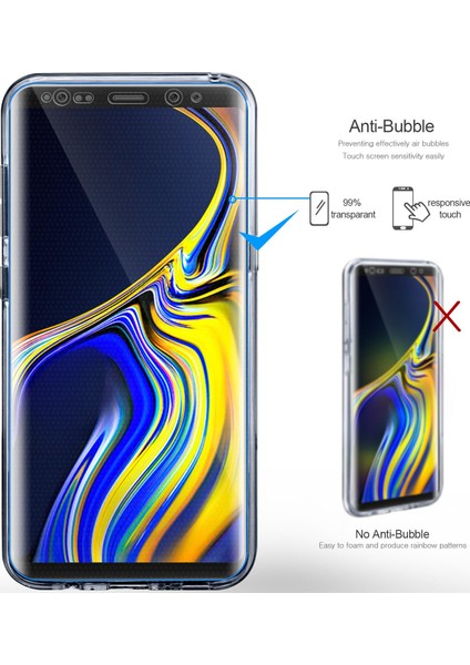 Samsung Galaxy Note 9 Kılıf 6 tarafı tam full koruma 360 Clear Soft Şeffaf