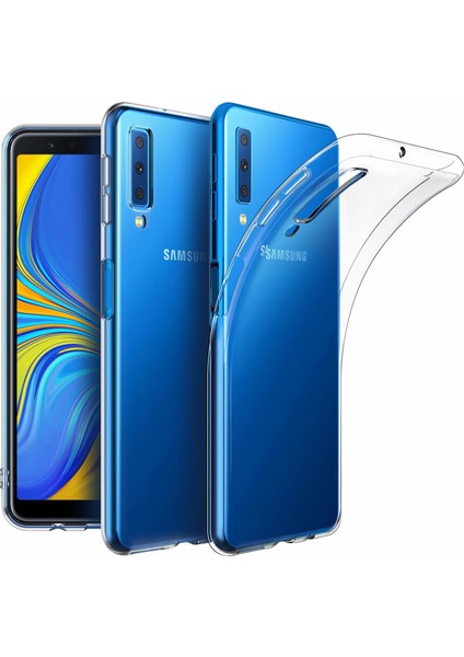 Samsung Galaxy A7 2018 Kılıf Transparent Soft Beyaz