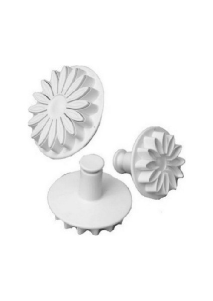 Ayçiçeği (Gerbera Çiçeği) Basmalı (Enjektörlü) Kurabiye Kalıbı (Kopat) - 3'lü