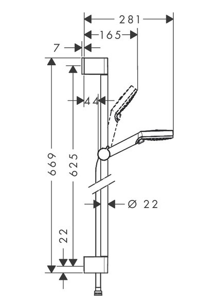 Crometta Duş seti Vario, 65 cm duş barı ile