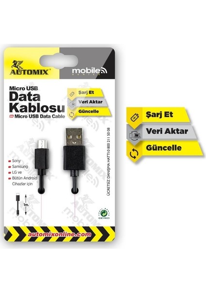 Mikro Usb Data Şarj Kablosu Bütün Android Cihazlar için 40173